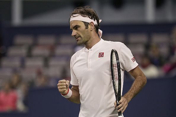 Roger Federer in action at the Shanghai Masters on Friday