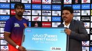 Chandran Ranjith of Dabang Delhi wins the Perfect Raider of the match award.