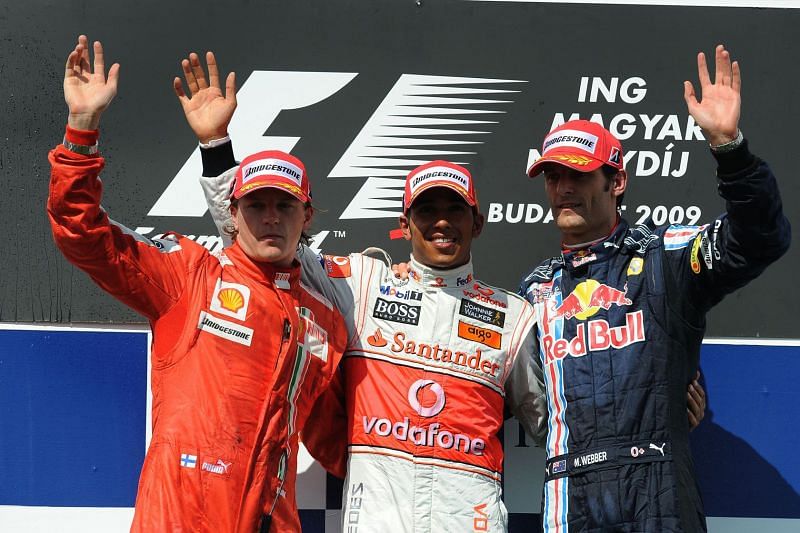 Sharing the Hungaroring podium with Mark Webber and Kimi Raikkonen