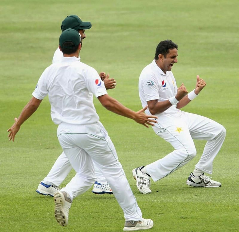 Mohammad Abbas celebrating wicket against Australia