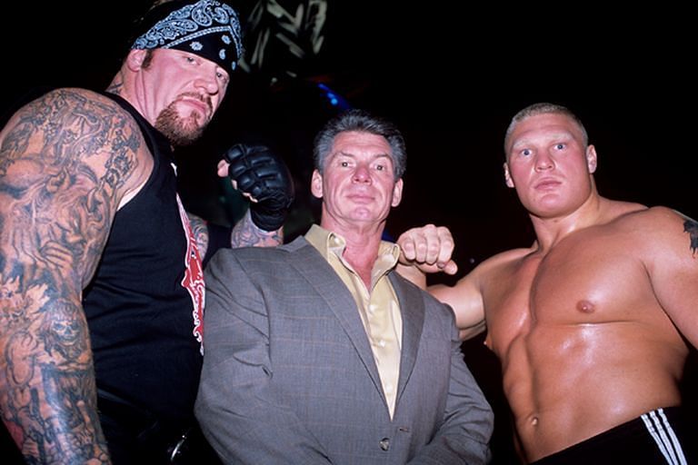 Vince McMahon (c) and Brock Lesnar (r) - Friends once again