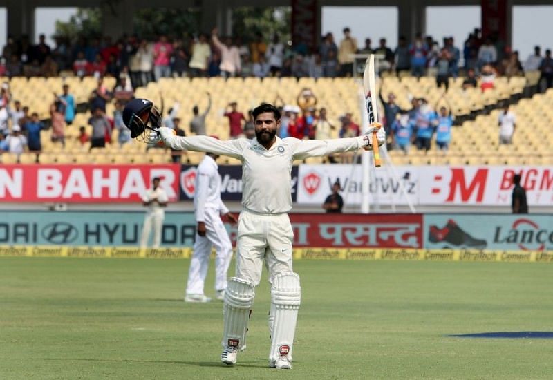 Jadeja scored his maiden Test century at Rajkot