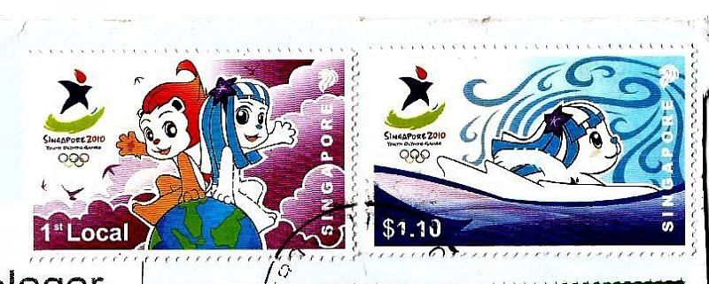 Stamps issued by Singapore to commemorate 2010 Youth Olympic Games held in Singapore