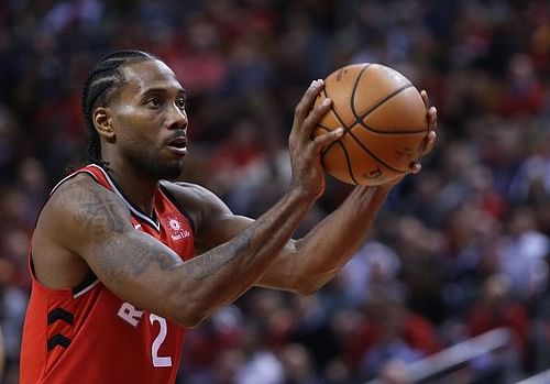 Leonard in his new Raptors Uniform