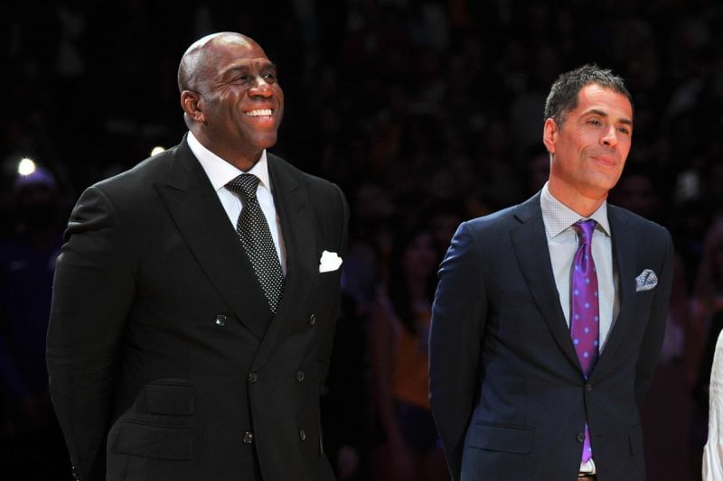 Magic Johnson and Rob Pelinka