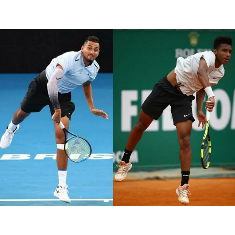 The serves of both Nick Kyrgios (left) and Felix Auger-Aliassime (Sources of both: Zimbio)