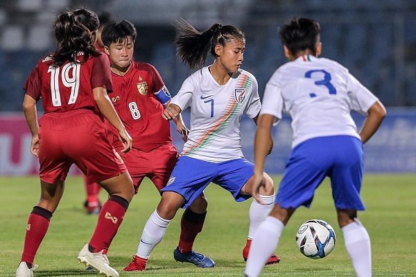 Grace Lalrampari struck for India against Thailand (Image: AIFF Media)