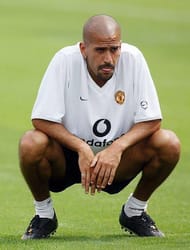 Juan Sebastian Veron of Man Utd in a thoughtful mood