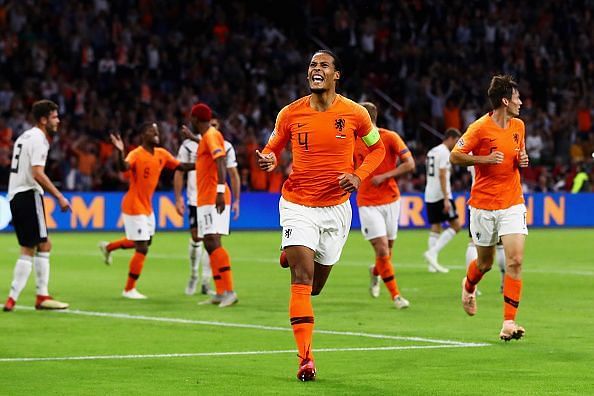 Virgil van Dijk opened the scoring for the Dutch with a header from close range
