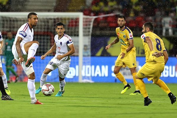 Zuiverloon (first from left) looked like a fish out of water on the pitch [Image: ISL]