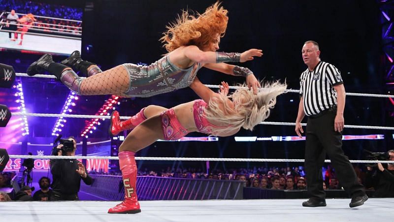 Becky with a cross body on Flair