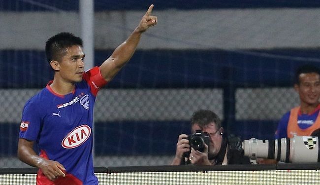 Bengaluru FC skipper Sunil Chhetri opened his account against Jamshedpur FC [Image: ISL]