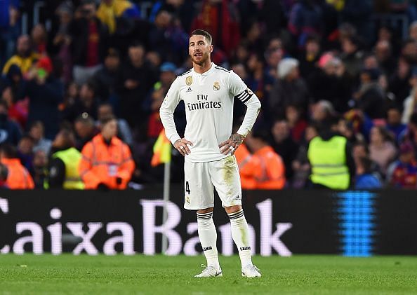 Ramos stands distraught after conceding possession to Suarez, who made no mistake