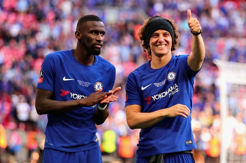 Chelsea&#039;s David Luiz and Antonio Rudiger