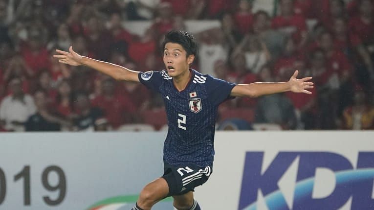 Shunki Higashi excited after a spectacular effort from him gave Japan the lead (Image Courtesy: AFC)