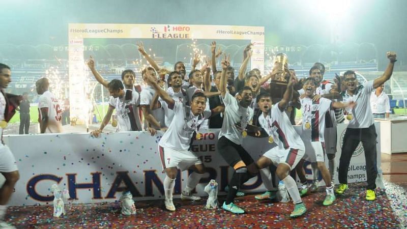 Mohun Bagan celebrating their 2014-15 I-League win