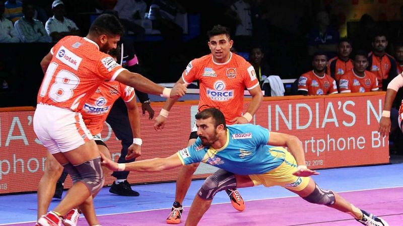 Ajay Thakur was the Perfect Raider of the Match with 12 raid points