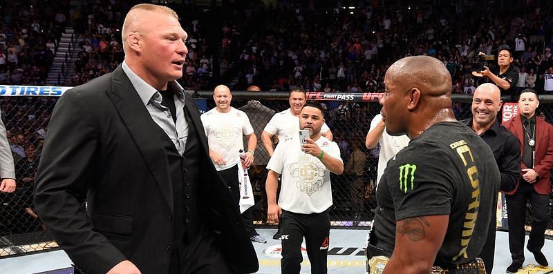 Former Heavyweight Champion, Brock Lesnar confronts reigning Champion, Daniel Cormier