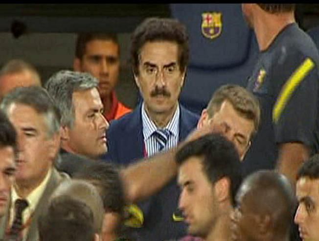 Mourinho was seen poking Vilanova in the eye