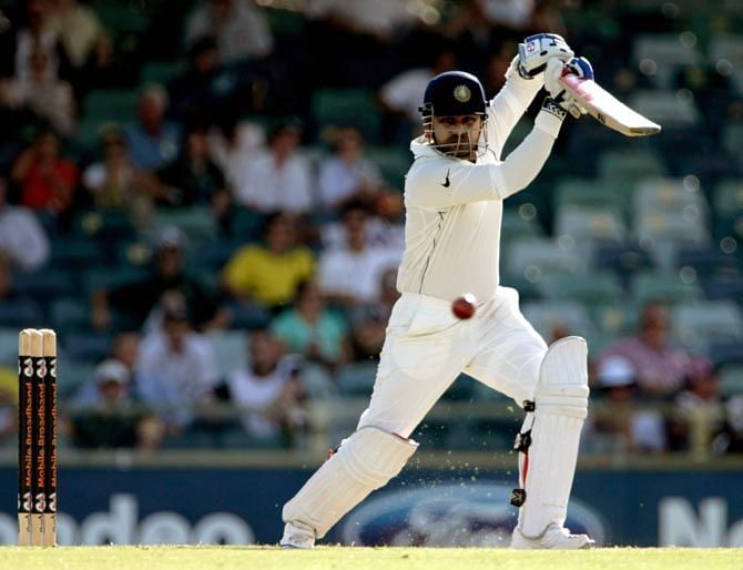 Sehwag missed out on his 3rd triple ton by a mere 7 runs