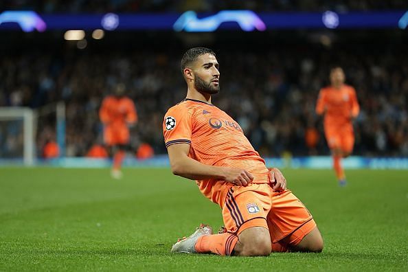 Nabil Fekir celebrates his Champions League goal against Man City