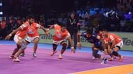 Akshay Jadhav (R) was the breakout performer for Pune with 8 points