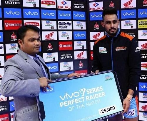 Maninder Singh won the Perfect Raider of the match.