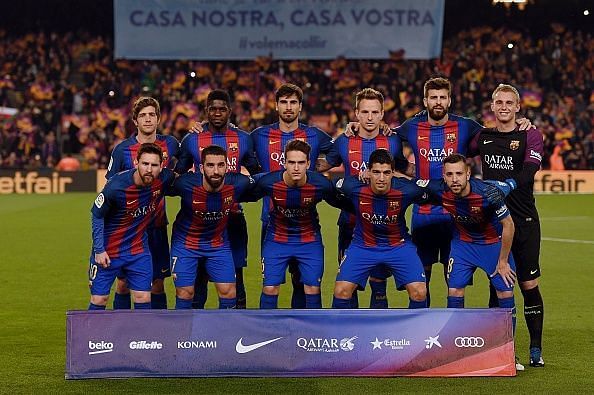 Arda Turan (front row, second from left) is a Barcelona player who is currently on loan