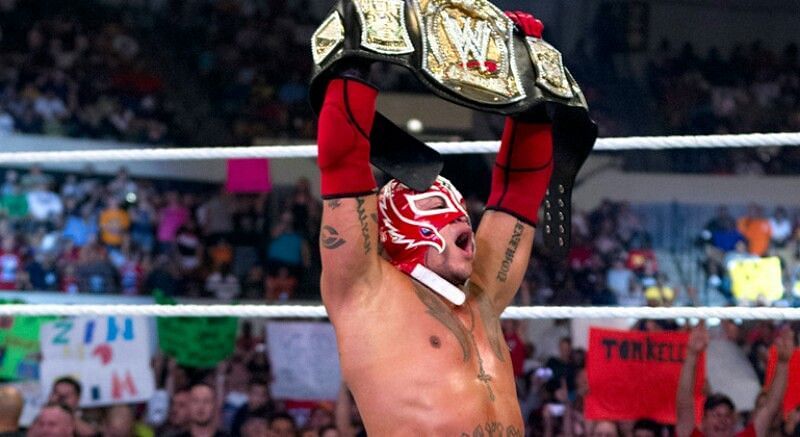 Rey Mysterio with his only WWE Championship victory