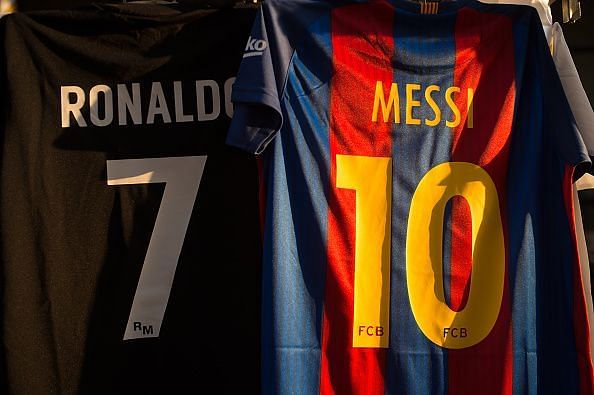 A jersey of Ronaldo and Messi