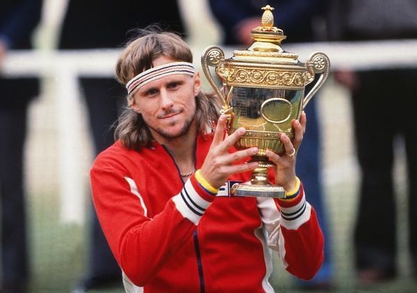 Bjorn Borg with his 1978 Wimbledon trophy