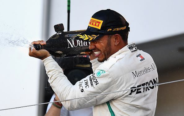 Hamilton celebrates his 2018 Japan GP victory