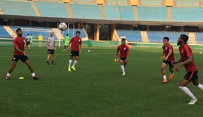 Indian National team players train before heading off to China