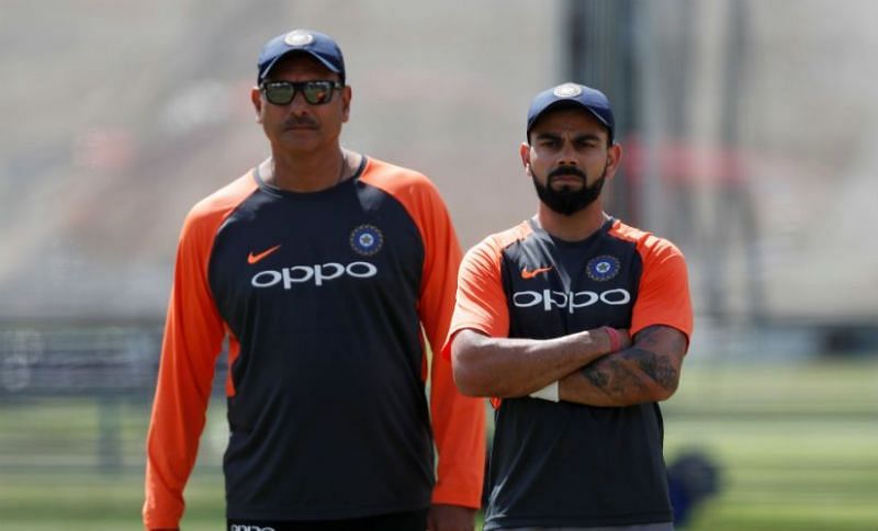 Image result for virat kohli and ravi shastri 2018