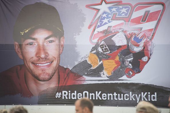 A banner in memory of Nicky Hayden