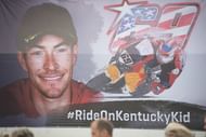 A banner in memory of Nicky Hayden