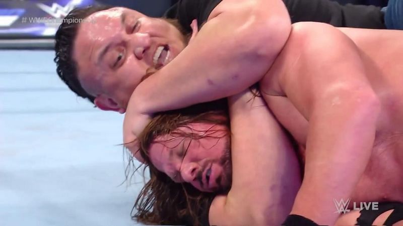 Samoa Joe took out Daniel Bryan and AJ Styles tonight after the WWE Title match