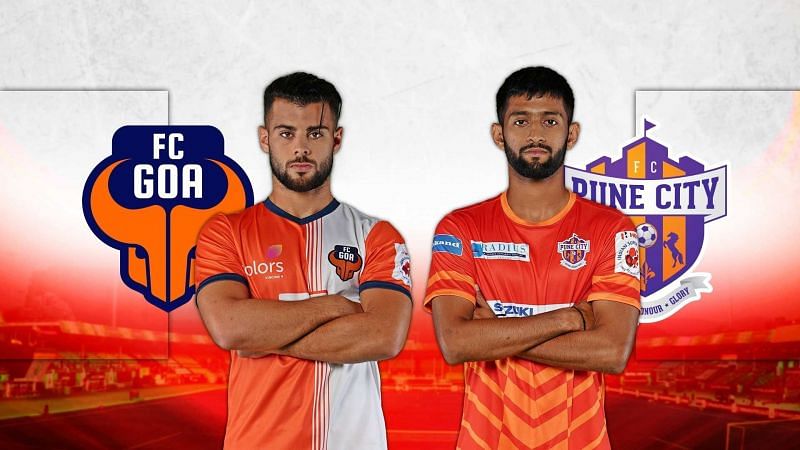 Hugo Boumous of FC Goa and FC Pune City&#039;s Nikhil Poojary