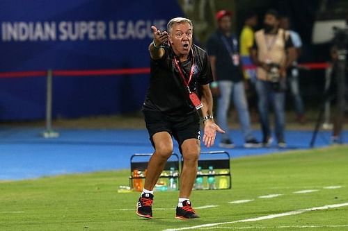 Cesar Ferrando in action at the touchline during the game [Credits: ISL]