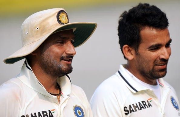 Zaheer Khan and Harbhajan Singh sharing a light moment