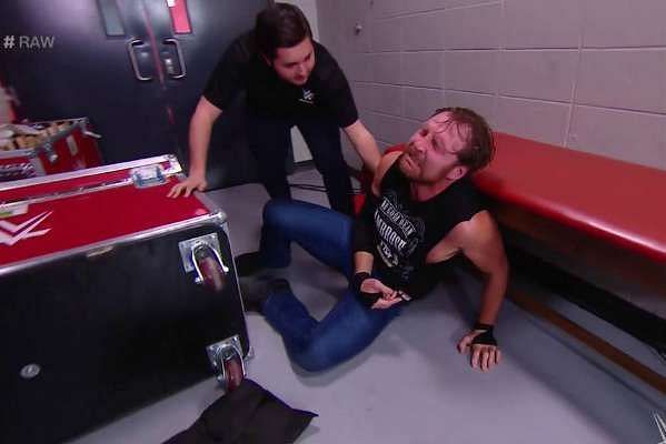 Ambrose was attacked by Samoa Joe and The Bar