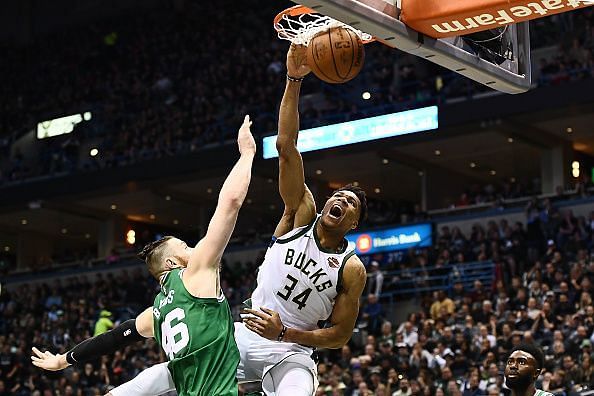 Giannis flying high to devastating effect against the Celtics in last year&#039;s Playoffs