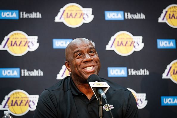 Earvin 'Magic' Johnson & Rob Pelinka Los Angeles Lakers Media Availability