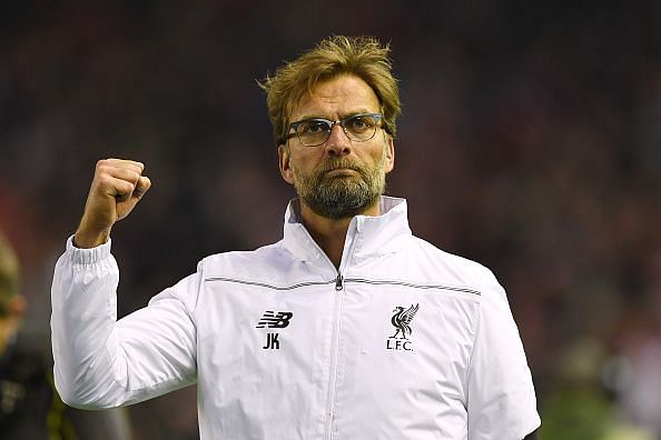 Klopp fist pumping an LFC goal