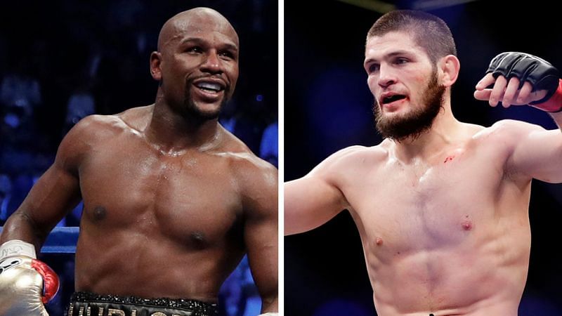 Khabib Nurmagomedov (right) will be looking for a big pay-day in a fight against Floyd Mayweather (left)