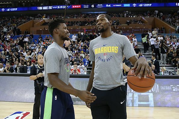 Jimmy Butler and Kevin Durant at the 2017 NBA Global Games in China