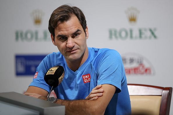 Roger Federer speaks to the media ahead of the Shanghai Masters 2018