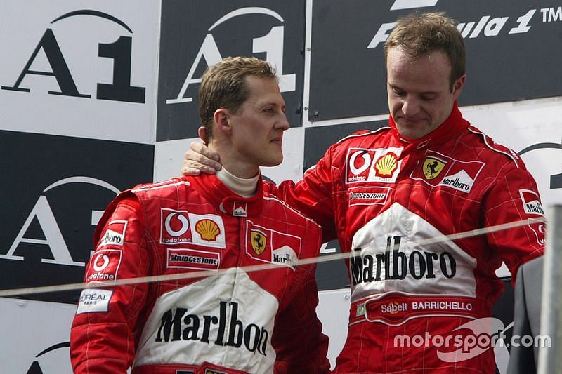 Barrichello with Schumacher