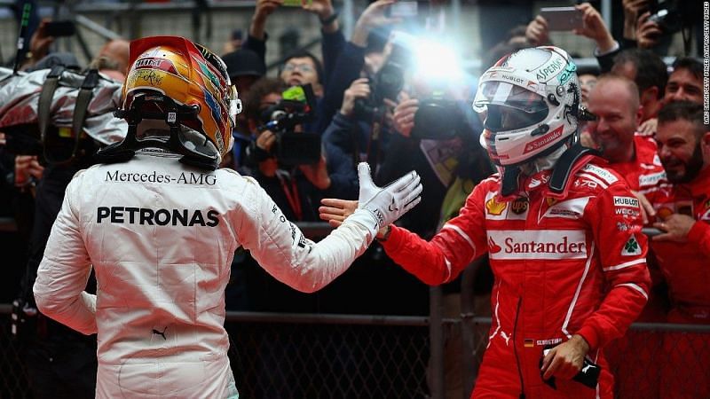 Hamilton won the battle quite convincingly in the end from Sebastian Vettel