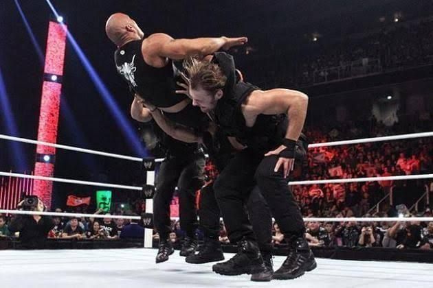 Shield triple powerbombed The Rock